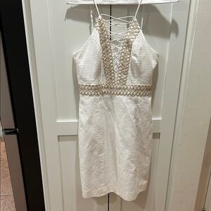 Lilly Pulitzer White Mini Dress with Gold Accents